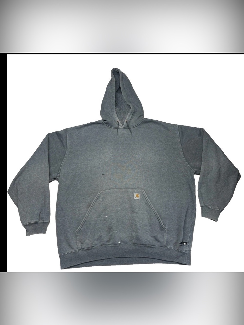 Vintage Carhartt Hoodie Distressed Gray Pullover Boxy Fit Men Size 2XL 90’s